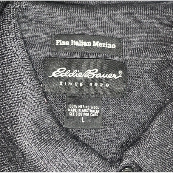 Eddie Bauer Fine Italian Merino Pullover 100% Wool Collared Sweater Men's Large - Picture 6 of 7